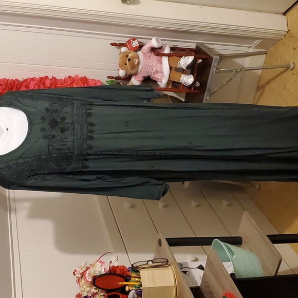 Wicca/Bohemian Forest Green MAXI Dress - Picture 1 of 5